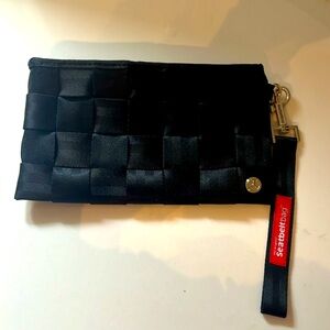 Harvey's Mercedes Seatbelt Wristlet/Wallet Size 5 x 9 Black with grey interior